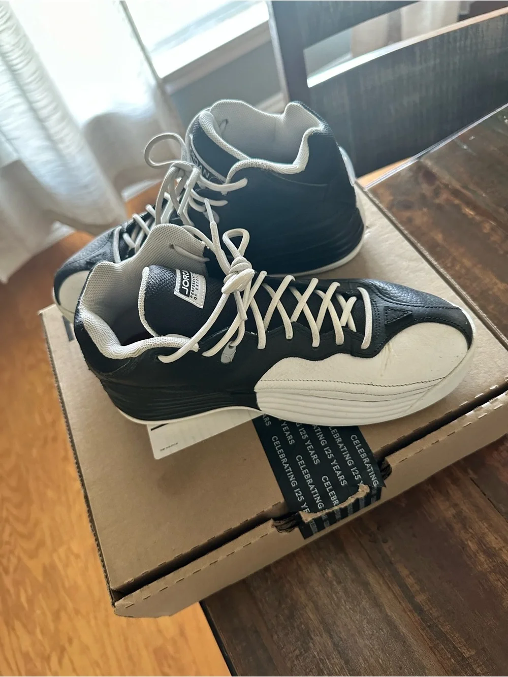 Jordan Jumpman 1Men’s Black and White High-Top Basketball Shoes with Red Jumpman